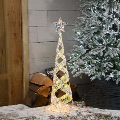 Festive Star Shimmer Lit Spiral Christmas Tree Multifunction80Cm from B&Q