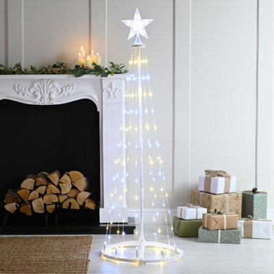 Festive Cone Tree With White And Warm White Multifunction Lights210Cm from B&Q