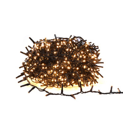 Festive 1000 Compact Lights - Warm White - Green Cable