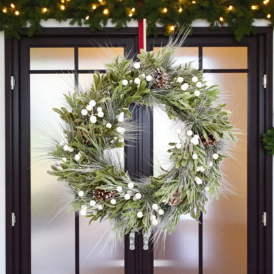 Snowy Flocked Pine Cone Wreath from B&Q