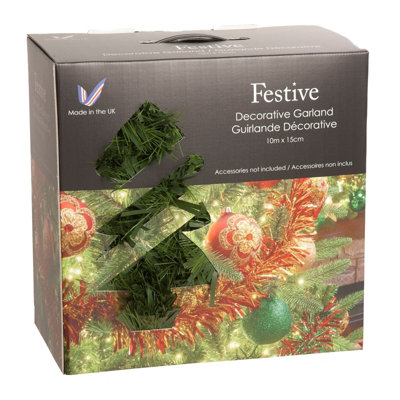Festive Christmas 1000Cm Approx 15Cm Chunky / Fine Cut Tinsel - Green