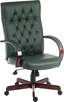 Teknik Warwick Bonded Leather Faced Reclining Executive Office Swivel Chair Green from B&Q