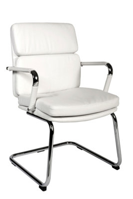 B&Q -  Deco Visitor Chair White With Stylish Cantilever Frame And Removable Arm Covers