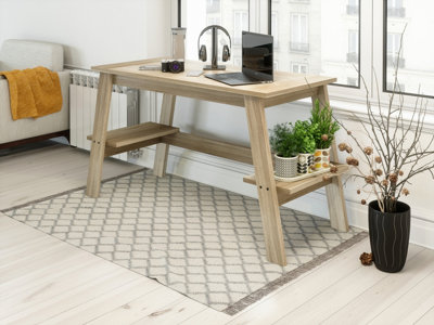 Teknik Baylor Trestle Desk Sonoma Oak Effect