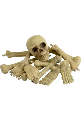 B&Q - Halloween Bones And Skull Decoration Bag By  Natural Plastic 26 X 16 X 12Cm