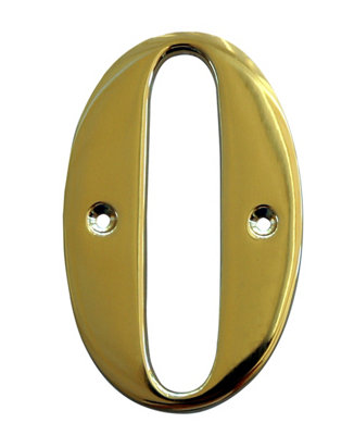 The House Nameplate Company Polished Brass House Number 0(H)100mm (W)65mm from B&Q