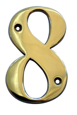 The House Nameplate Company Polished Brass House Number 8(H)100mm (W)65mm from B&Q
