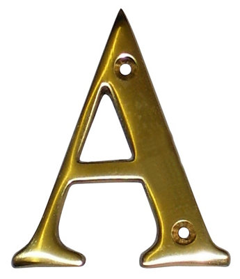 The House Nameplate Company Polished Brass House Letter A(H)100mm (W)65mm from B&Q