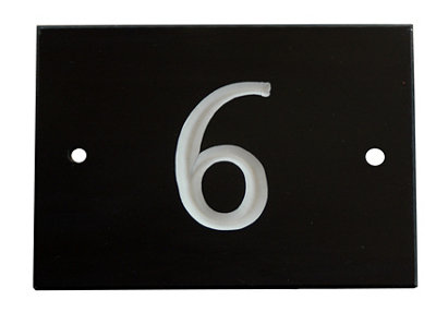 The House Nameplate Company Black & White Slate Rectangular House Number 6(H)102mm (W)140mm from B&Q
