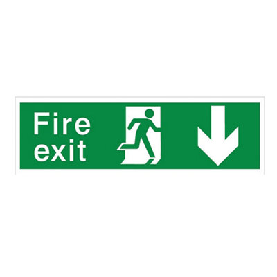 The House Nameplate Company Fire Exit With Arrow Back Polyvinyl Chloride (Pvc) Safety Sign(H)125mm (W)400mm (L)500mm from B&Q