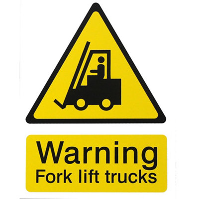 The House Nameplate Company Warning Forklift Trucks Self-Adhesive Labels(H)200mm (W)150mm from B&Q