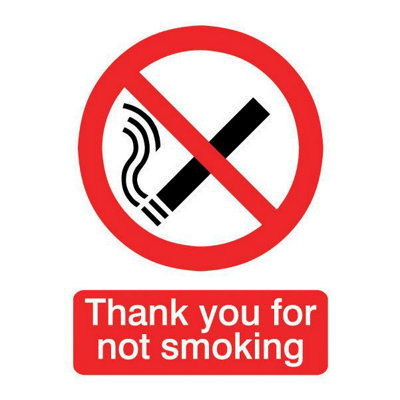 The House Nameplate Company Thank You For Not Smoking Self-Adhesive Labels(H)200mm (W)150mm from B&Q