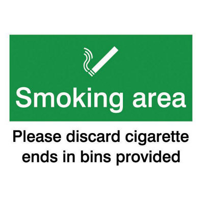 The House Nameplate Company Smoking Area Self-Adhesive Labels(H)200mm (W)150mm from B&Q
