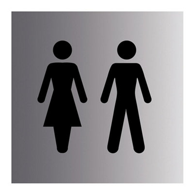 The House Nameplate Company Toilets Silver Effect Self-Adhesive Labels(H)100mm (W)100mm from B&Q