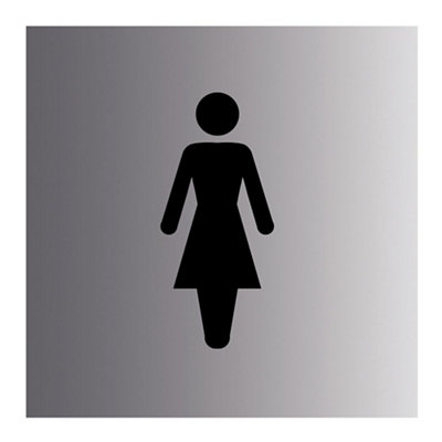 The House Nameplate Company Ladies Silver Effect Self-Adhesive Labels(H)100mm (W)100mm from B&Q