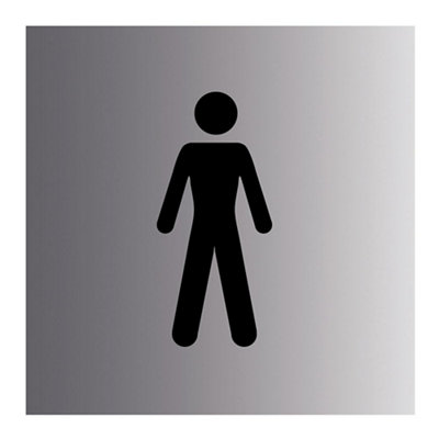 The House Nameplate Company Gents Silver Effect Self-Adhesive Labels(H)100mm (W)100mm from B&Q