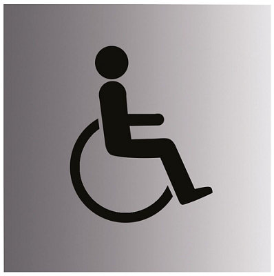 The House Nameplate Company Disabled Symbol Silver Effect Self-Adhesive Labels(H)100mm (W)100mm from B&Q