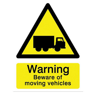 The House Nameplate Company Warning Beware Of Moving Vehicles Self-Adhesive Labels(H)200mm (W)150mm from B&Q