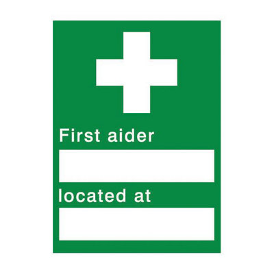 B&Q -  First Aider Located Self-Adhesive Labels(H)200mm (W)150mm