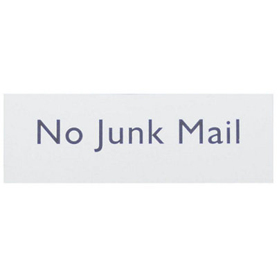 The House Nameplate Company No Junk Mail Self-Adhesive Labels(H)50mm (W)150mm from B&Q