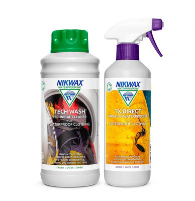 Nikwax Tech Wash 1L + Tx Direct Spray-On 500MlComplete Care System from B&Q