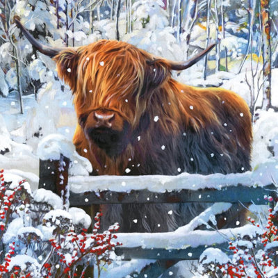 Pack Of 8 Highland Cow British Heart Foundation Charity Christmas Cards Xmas from B&Q