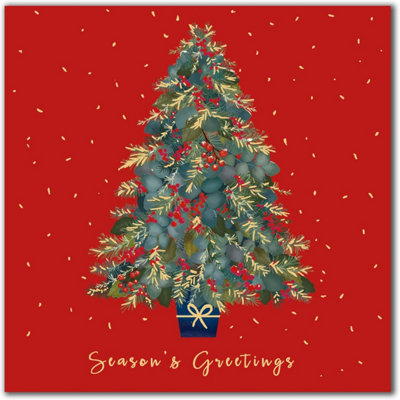 Pack Of 8 Festive Christmas Tree In Aid Of Mind Charity Christmas Cards from B&Q