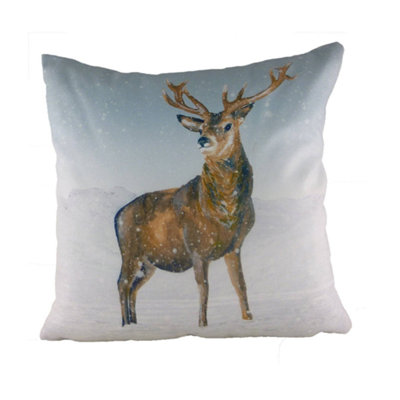 Evans Lichfield Christmas Collection Cushion Cover: Stag Snow Scene 17X17" from B&Q