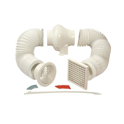 Manrose Scf200t Inline Centrifugal Extractor Fan Kit With Timer White