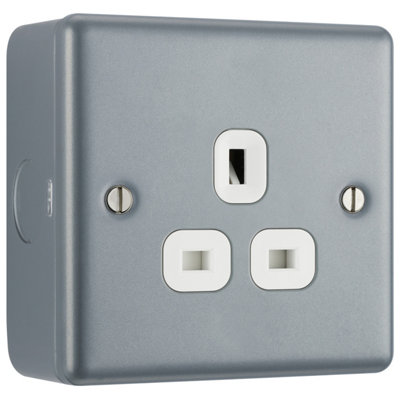 British General Bg Metal Clad Single Unswitched 13A Socket from B&Q