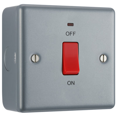 British General Bg Metal Clad 45A Square Double Pole Switch With Power Indicator from B&Q