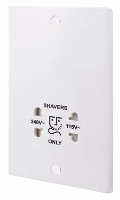British General Square Profile White Dual Voltage Shaver Socket 115/240v - Image 4
