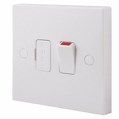 Bg 13A 1 Gang 1 Way Raised Square Profile Switched Fused Connection Unit Gloss White from B&Q