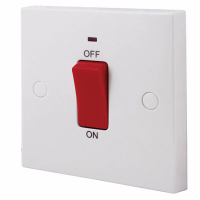 Bg 45A Rocker Raised Square Control Switch Gloss White Led Indicator from B&Q