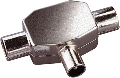 Electrovision Nickel Coax T Splitter For Two Coaxial Outlets With One Coax Input And Two Coax Output Points from B&Q