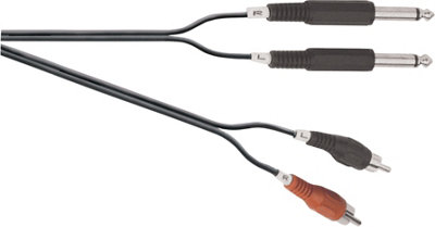Electrovision Standard 2X 6.35 mm Mono Jack Plugs To 2X Phono Plugs Screened Lead from B&Q