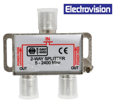 Electrovision 4202S Ap Sat Splitter With A Single Satellite Input And Two Satellite Output Ports Forming The Splitter Unit from B&Q