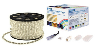 Netagon Outdoor Festive Static Led 45M Rope Lights Kit With Wiring Accessories- Ice White from B&Q