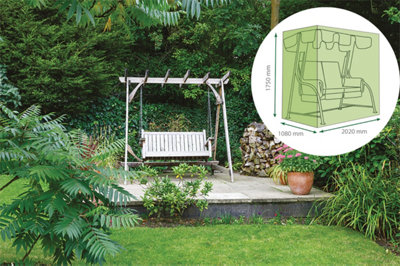 B&Q -  Garden Water Resistant Outdoor 2 Seater Swing Bench Seat Chair Cover In Green