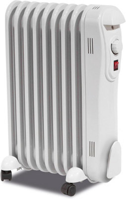 2000W Oil Filled Radiator Heater9-Fin Free Standing Electric Heater With Thermostat3 Heat Settings & Overheat Protection from B&Q
