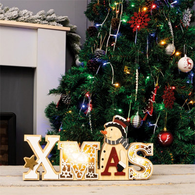 Netagon Christmas Battery Powered Wooden Xmas Display Ornament from B&Q