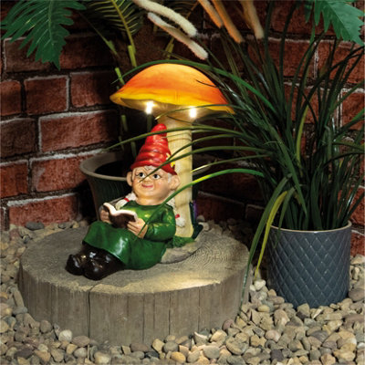 Netagon Garden Outdoor Solar Powered Light Up Gnome Mushroom Ornament Decoration from B&Q