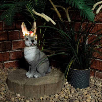 Netagon Garden Outdoor Solar Powered Light Up Animal Rabbit Ornament Gnome Decoration from B&Q