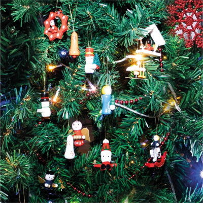 Netagon St Helens Home And Garden Wooden Christmas Hanging Decorations Pack Of 12 from B&Q