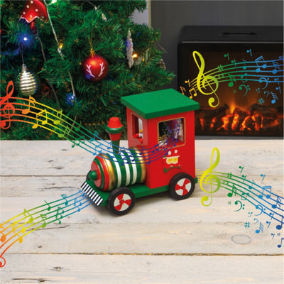 Wooden Christmas Train Music Box Mechanical Wind Tune System Old Fashion Feel - Image 3