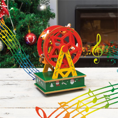 Netagon Home Festive Wooden Christmas Musical Ferris Wheel Music Box Ornament from B&Q