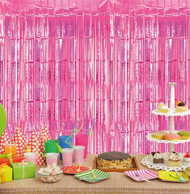 Netagon Cheetah Metallic Party Event Photo Backdrop Tinsel Curtain 3M X 1M Pink from B&Q