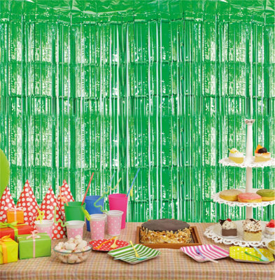 Netagon Cheetah Shimmer Event Party Photo Backdrop Tinsel Curtain 2.5M X 1M Green from B&Q