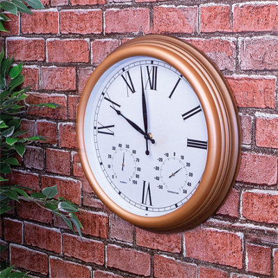 St Helens Home & Garden Copper Effect Outdoor Clock Inc. Humidity & Temp. from B&Q