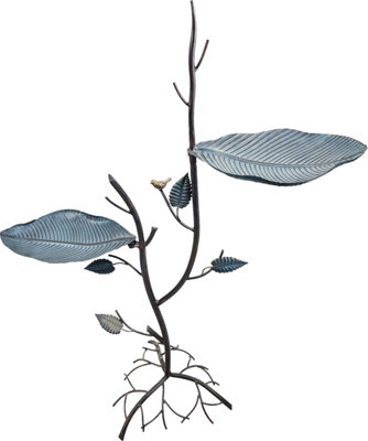 Netagon Outdoor Garden Free Standing Weatherproof Leaf Bird Bath & Feeder Ornament from B&Q